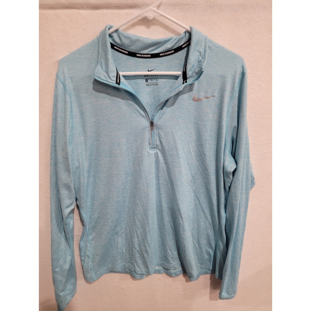 NIKE Women's XL Dri-FIT Element Running Top 1/4 Zip Pullover Heather Blue